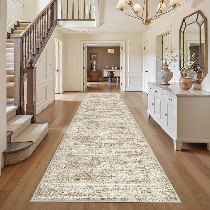 3x12 Runner Rug for Hallway, Non-Slip Long Bathroom Rugs Runner for Kitchen
