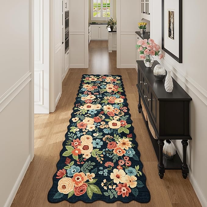 DUKINO 2.6x8 Runner Rug for Hallway, Washable Kitchen Rug