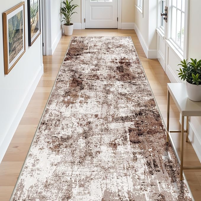 3x12 Washable Runner Rugs for Hallway: Long Abstract Runners for Entryway
