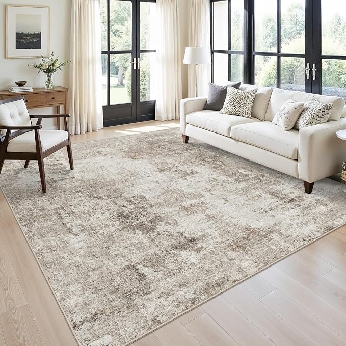 9x9 Square Area Rug Living Room – Washable Non-Slip Indoor Rug