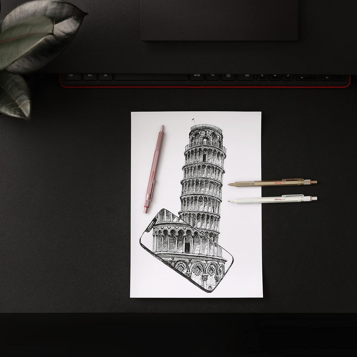 Rotring 600 Metallic Ballpoint Pen Medium Point Black Ink Gold Barrel Refillable 1 Count (Pack of 2)
