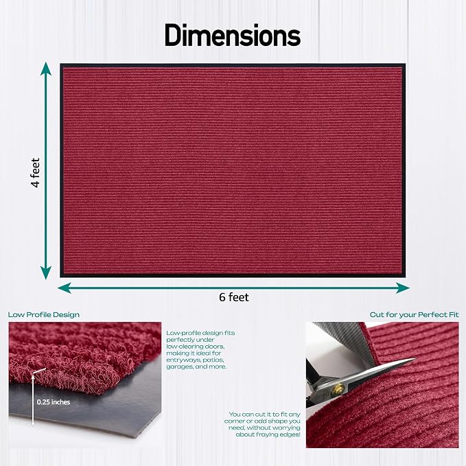 MaxMat® Extra Large Commercial Door Mat, Rubber Border Heavy Duty Door Mat