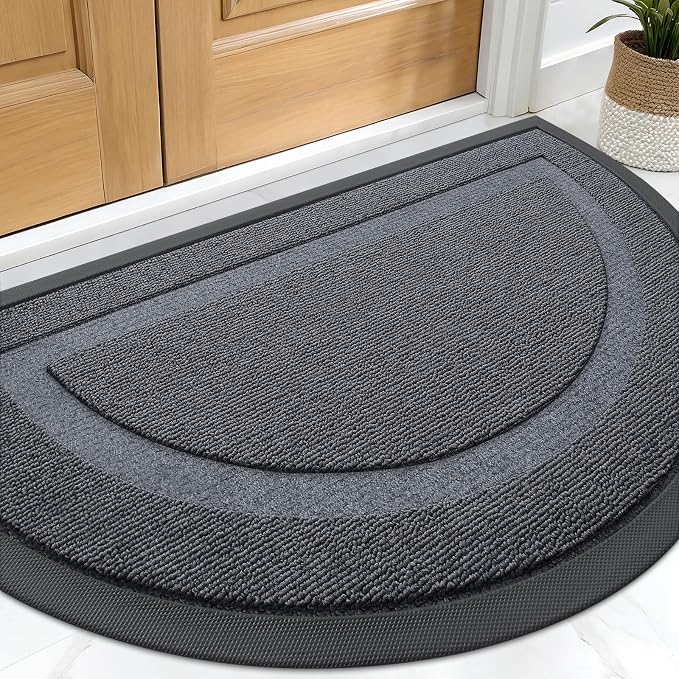 OLANLY Half Circle Door Mat Indoor Outdoor Entrance Welcome, Waterproof
