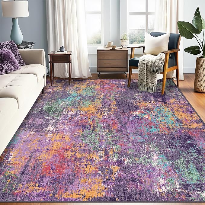 RELEANY Washable Area Rugs 6'x8' Non-Slip Modern Abstract Soft