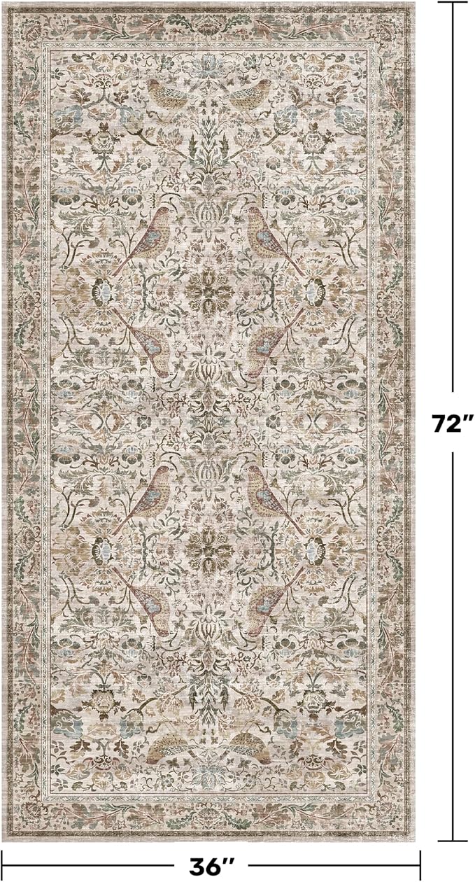 Moss 3x6 Washable Rug for Large Entryway
