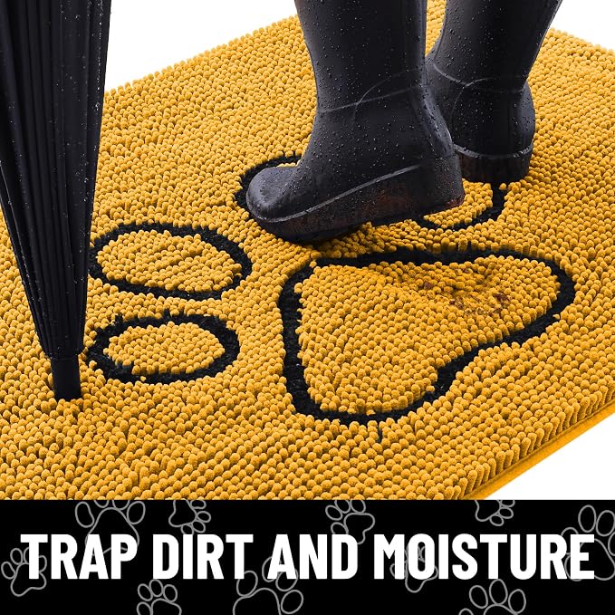 Smiry Dog Door Mat for Muddy Paws, Absorbent Dirt Trapper Non Slip Quick Dry