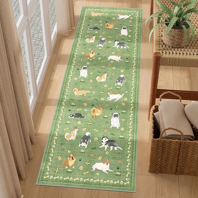 DUKINO 2x6 Washable Runner Rug for Hallway, Non Slip Animal Dog Kitchen Rug