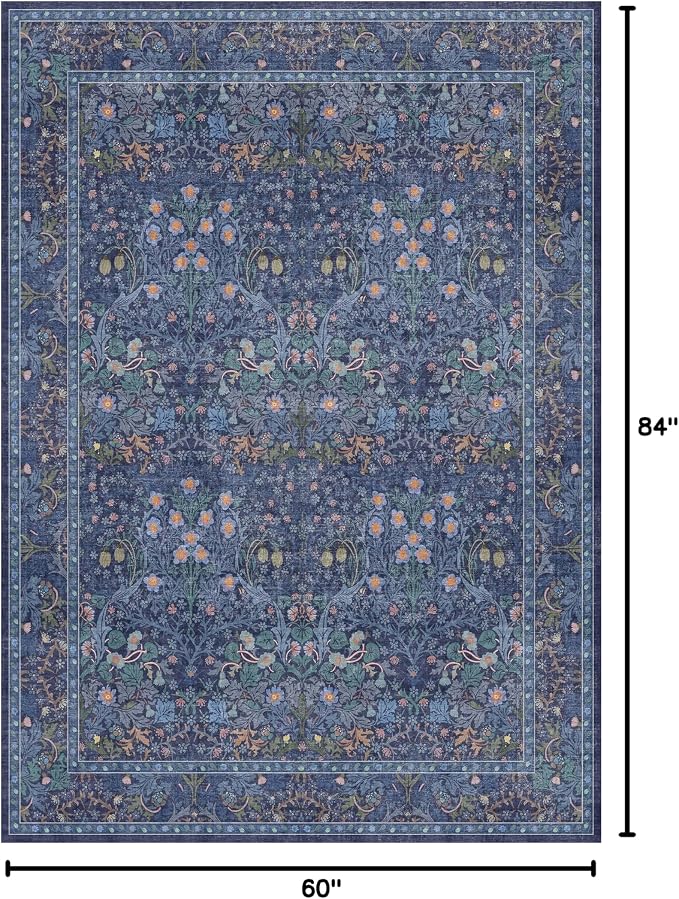 Dark Navy Blue Living Room Rug 5x7 Area Rug