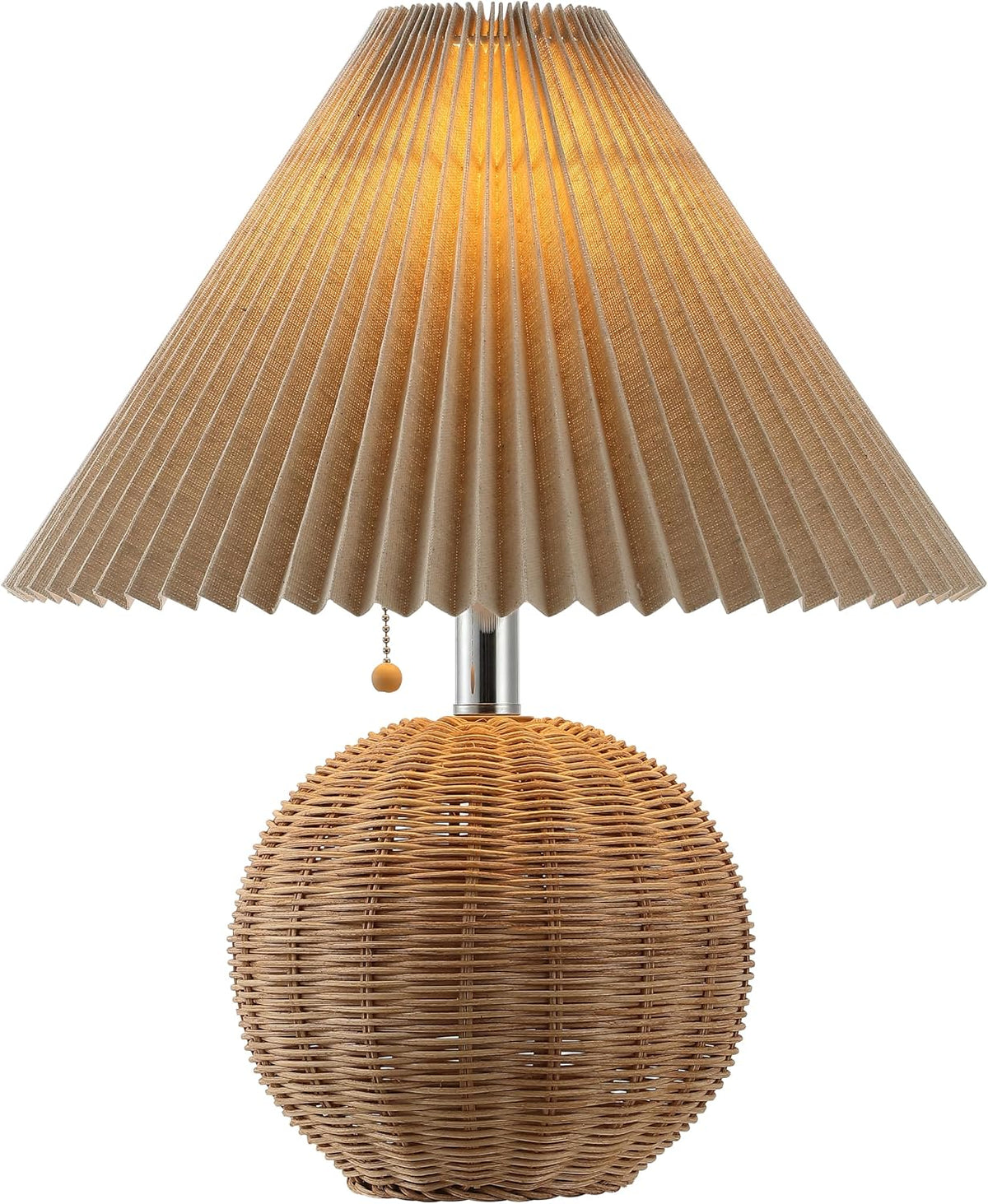 JONATHAN Y Aksel Sphere Table Lamp Coastal 17.25", Natural/Chrome