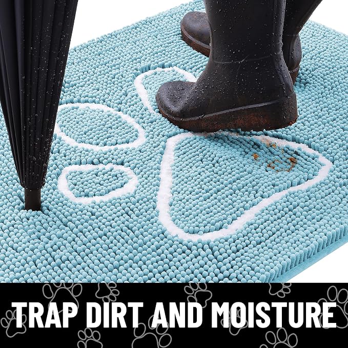 Smiry Dog Door Mat for Muddy Paws, Absorbent Dirt Trapper Non Slip Quick Dry