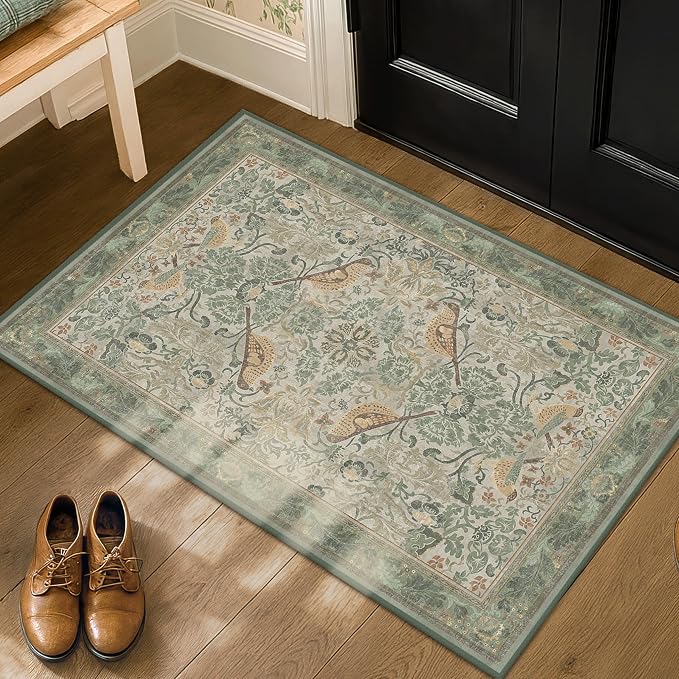 Sage Green Boho Bathroom Rugs