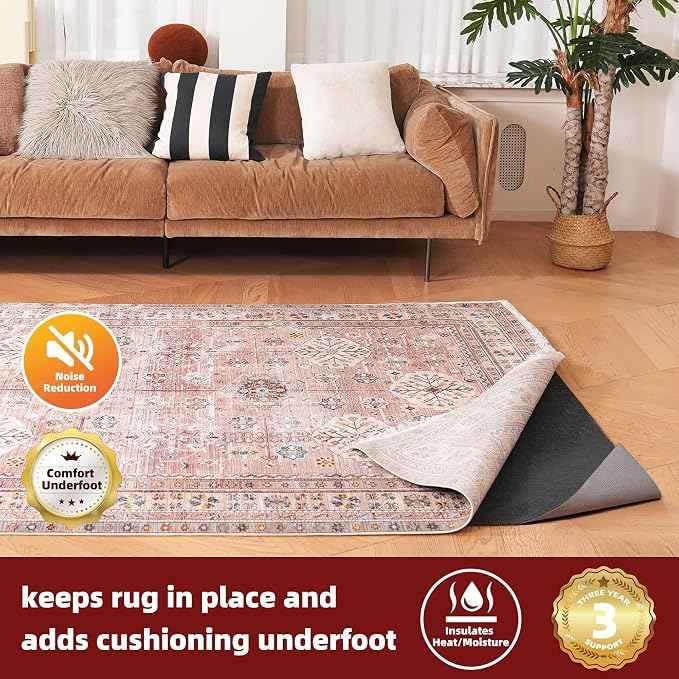 BAGAIL Felt and Natural Rubber Backing Rug Pads 1/8” Thick, 5 x 7 Ft Non Slip