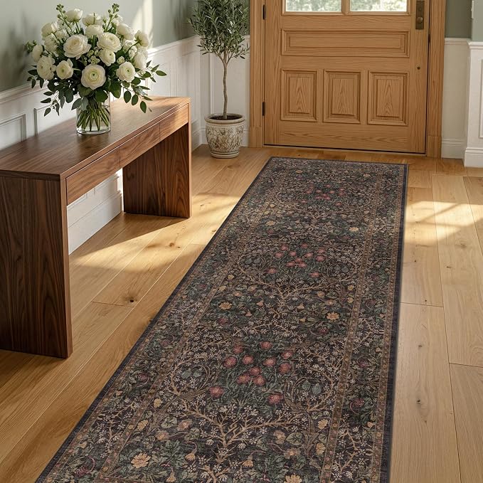 Dark Brown Washable 2x6 Runner Rugs