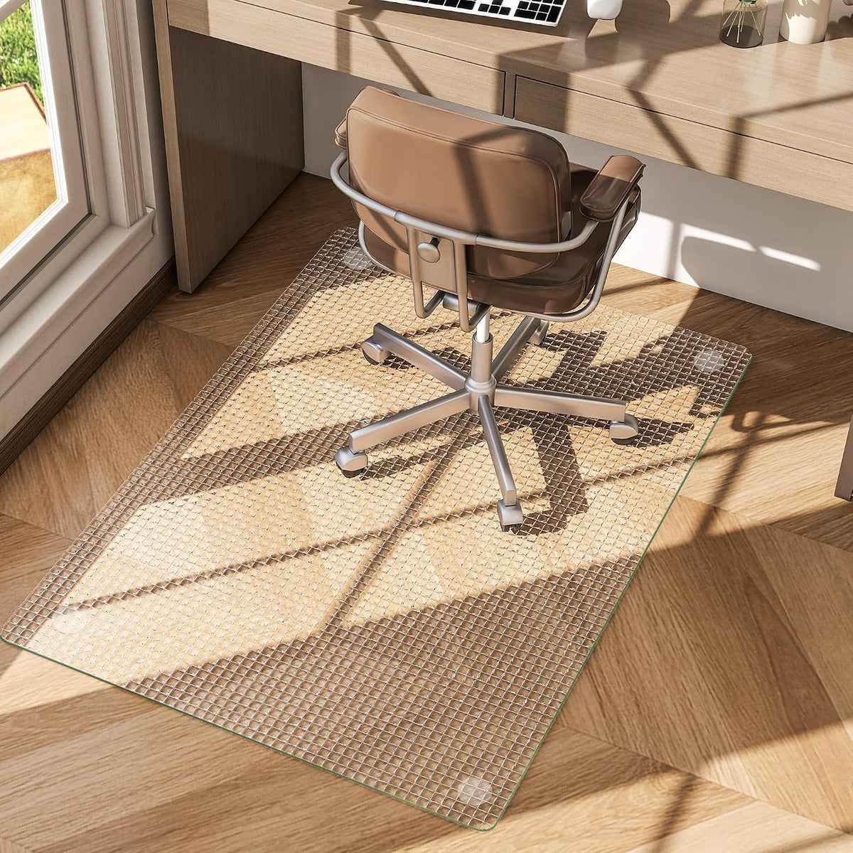 36"X47" Tempered Glass -Glass Chair Mat, Heavy Duty Hard Floor Mat for Home