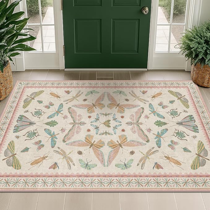Flower Area Rug for Girls Bedroom