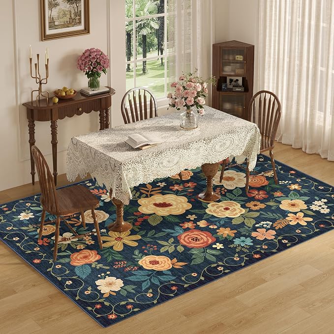 DUKINO 5x7 Area Rug, Floral Rugs