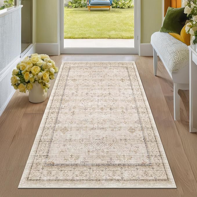 3x6 Wide Area Rugs for Hallways Non Slip, Machine Washable Rug for Kitchen Floor