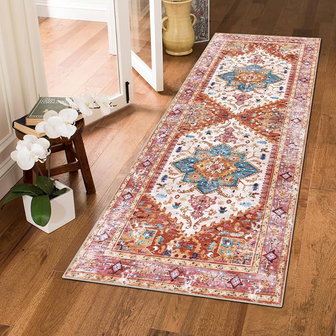 Yamaziot Washable Runner Rug, 2x5 Non-Slip Boho Vintage Hallway Rug Runner