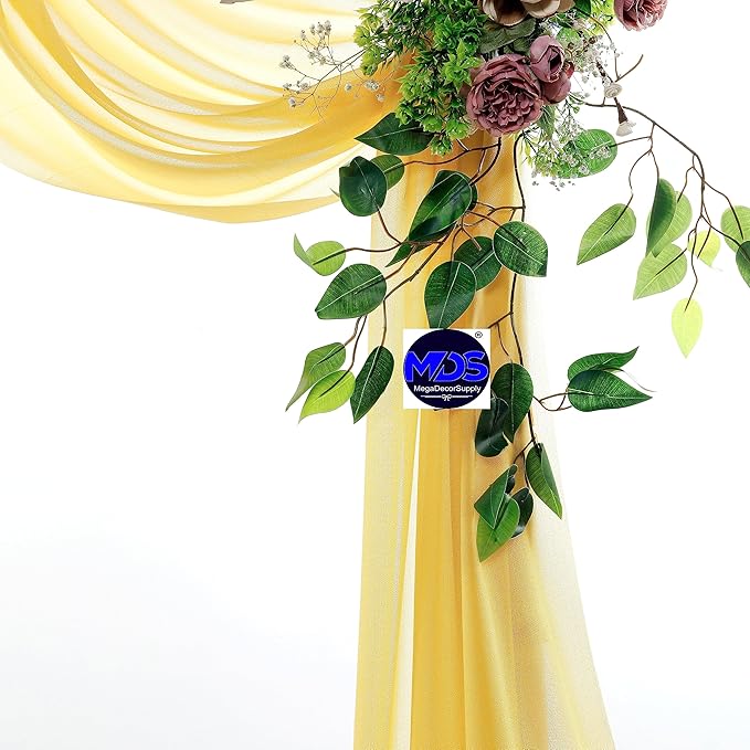 MDS Halloween Chiffon Draping Fabric - 2 Panel, 30" Wide x 30ft Long - Sheer Spooky Arbor & Canopy Drapery for Haunted House Backdrops, Party Ceilings, DIY Costumes & Themed Events - Gold (Pack of 2)