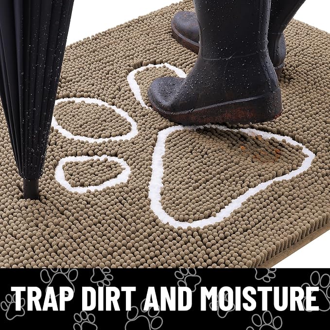 Smiry Dog Door Mat for Muddy Paws, Absorbent Dirt Trapper Non Slip Quick Dry