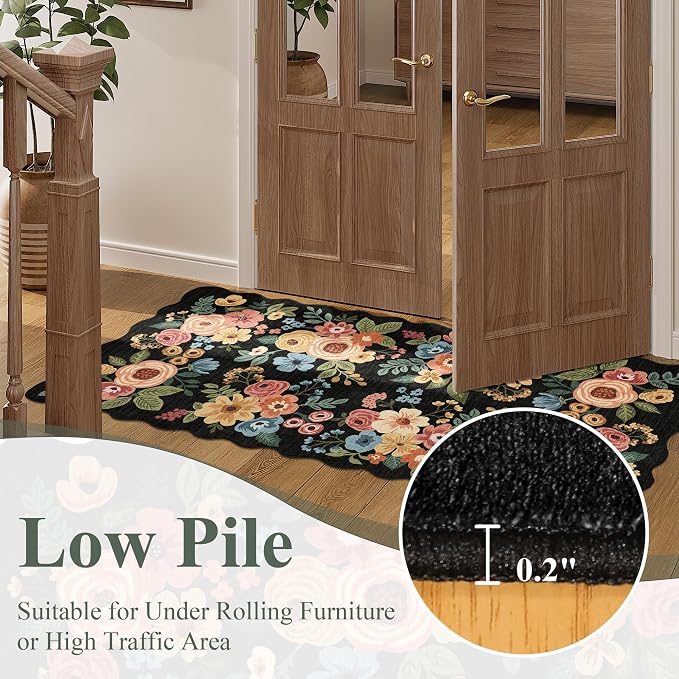 DUKINO 2x8 Washable Runner Rug, Lightweight Soft Floral Hallway Rug Runner