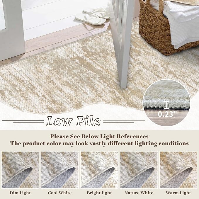 Abstract Washable Runner Rug 2x6, Hallway Rug Non-Slip, Woven Non-Shedding Thin
