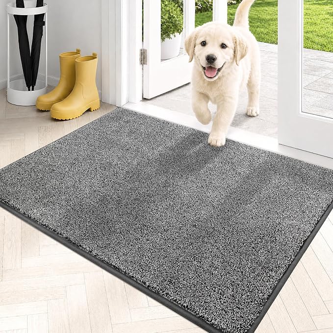 PURRUGS Dirt Trapping Door Mat 24" x 35.5", Non-Slip Machine Washable Entryway