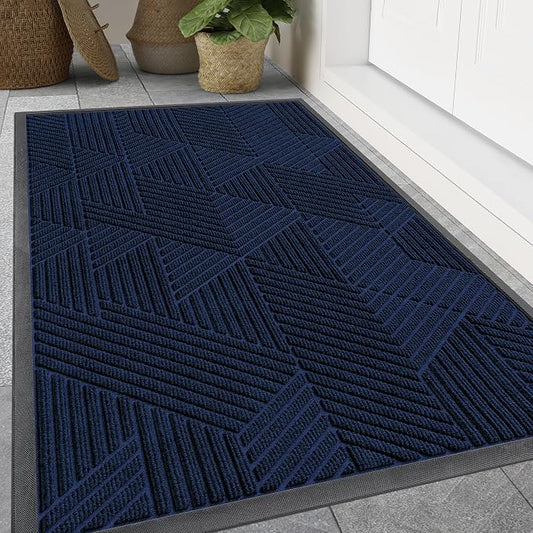 Smiry Front Door Mat Outside Entrance, Heavy Duty Sturdy Natural Rubber Doormat