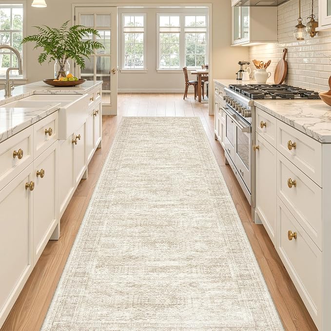 Washable Runner Rug 2.5x12, Non-Slip Long Bathroom Rugs Runner