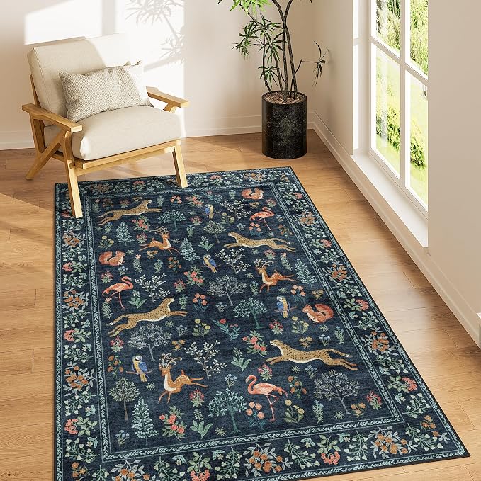 DUKINO 4x6 Rug, Washable Animal Area Rug