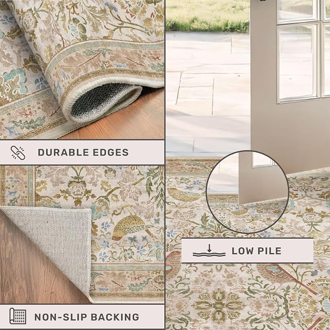 Beige 10 ft Long Vintage Runner Rugs