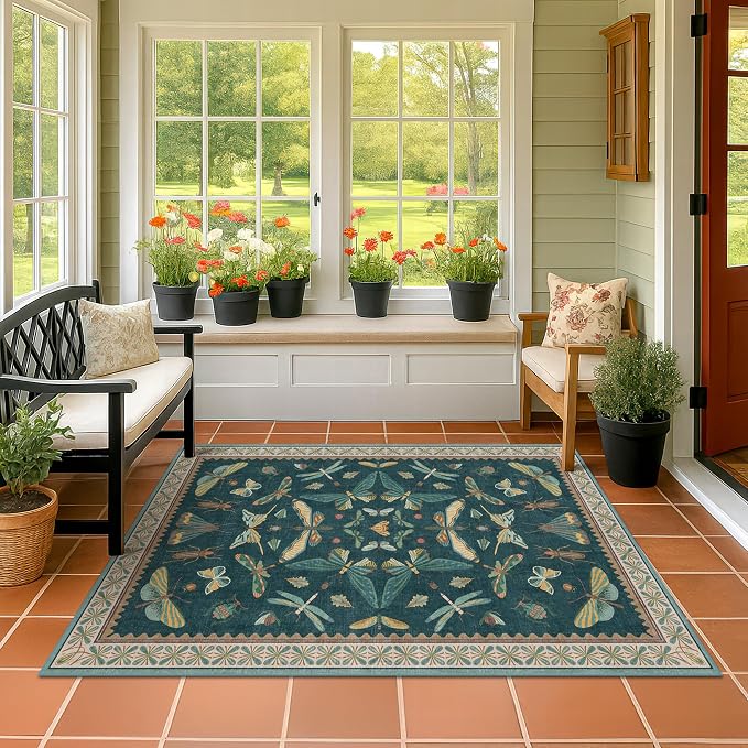 Dark Teal 4x6 Area Rugs for Door Mat Entrance
