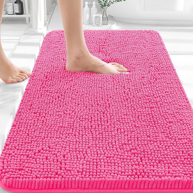 OLANLY Bathroom Rugs 30x18, Extra Soft Absorbent Chenille Bath Rugs, Rubber