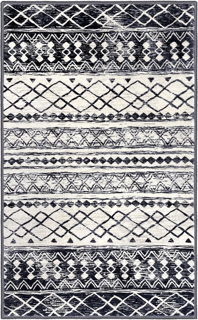 KUTA 4x6 Rug Boho Rugs for Living Room, Moroccan Washable Kitchen Rug Non Slip