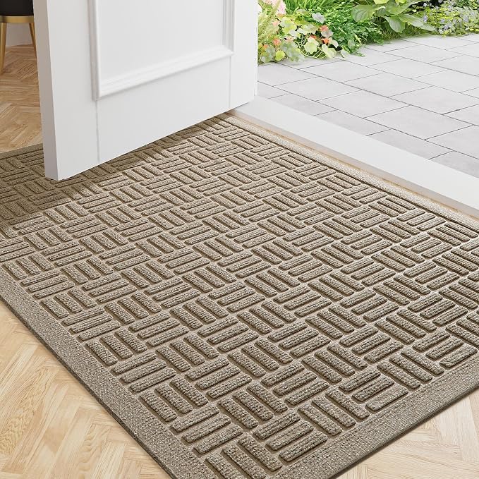 Mibao Front Door Mat Indoor Outdoor Entrance, Dirt Trapping Waterproof