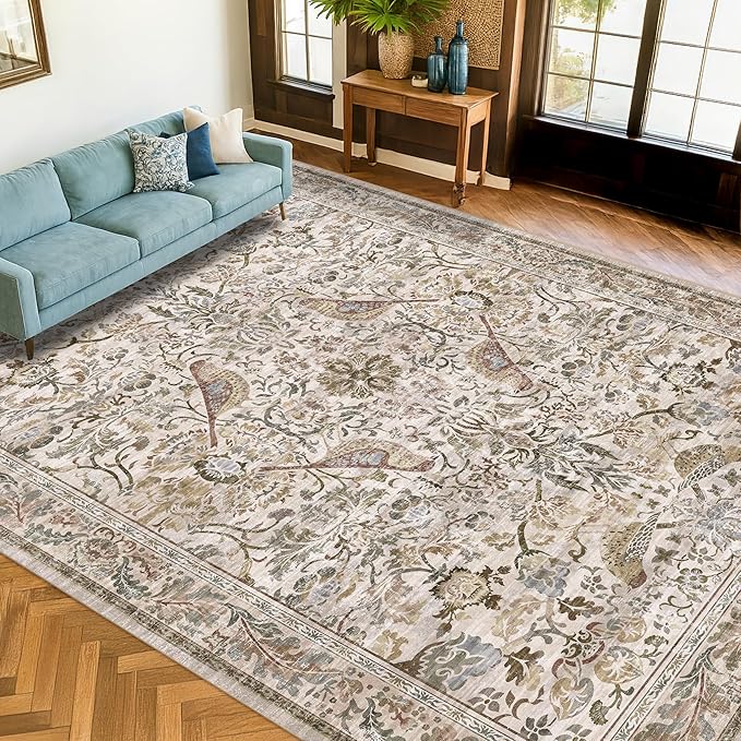 Floral 9x12 Large Area Rug for Living Room
