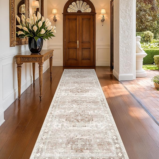 Hazo Haus Boho Washable 3x10 Hallway Runner Rug, Non-Slip Stain & Fade Resistant