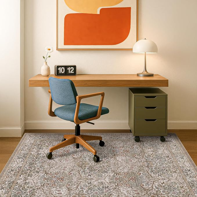Vintage 4x6 Entryway Rug, Washable Area Rugs