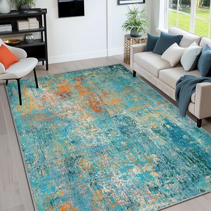 RELEANY Washable Area Rugs 5'x8' Non-Slip Modern Abstract Soft