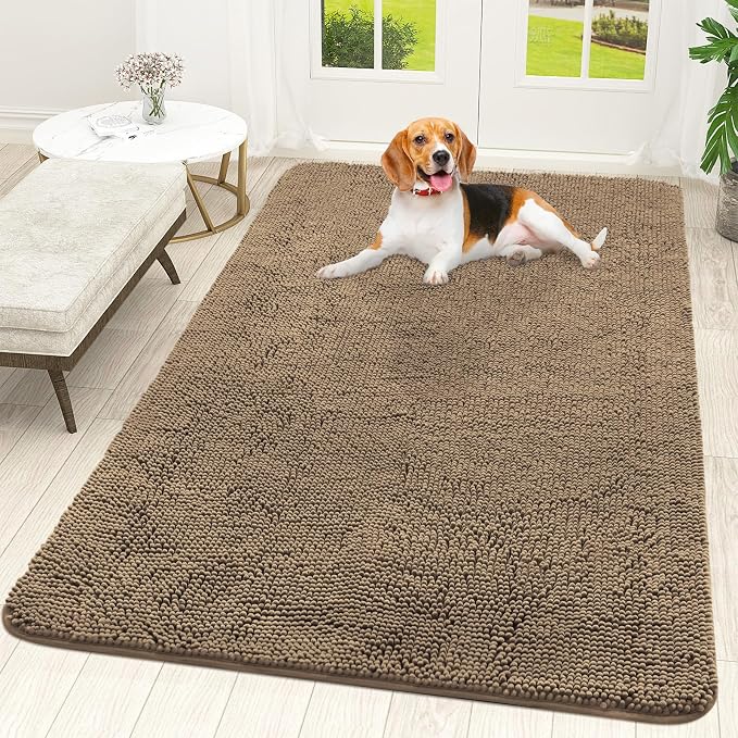 OLANLY Dog Door Mat for Muddy Paws 59x35, Absorbs Moisture and Dirt, Absorbent
