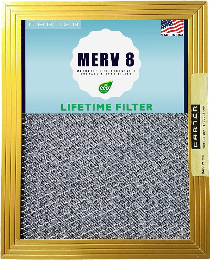 CARTER | Gold | MERV 8 | HVAC & Furnace Filter | Washable Electrostatic)