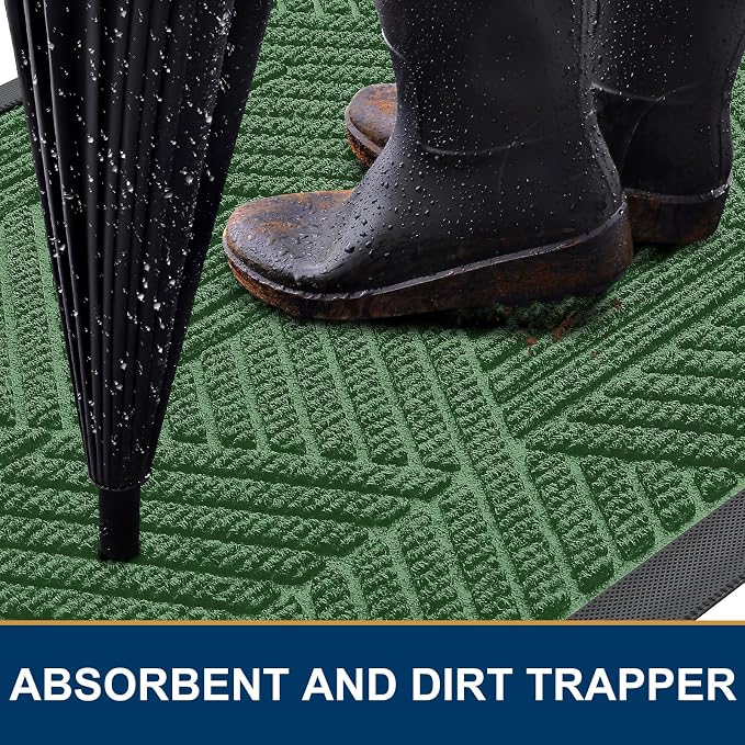 Smiry Front Door Mat Outside Entrance, Heavy Duty Sturdy Natural Rubber Doormat