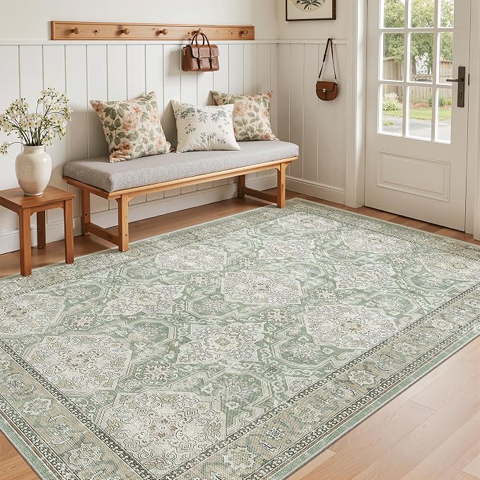 Soalmost 4x6 Area Rugs for Living Room, Vintage Washable Rugs for Dining Room