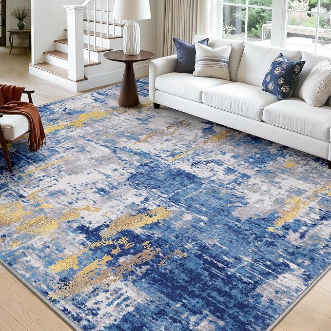RELEANY Washable Area Rugs Square 10ft Non-Slip Modern Abstract Soft