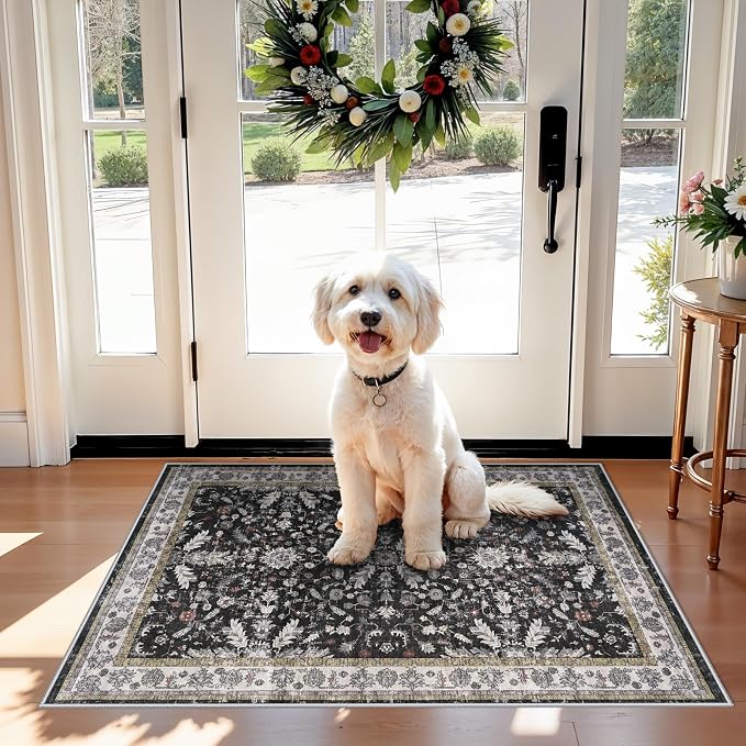 2x3 Rug Non-Slip Washable for Kitchen – Boho Small Throw Rug for Sink & Entryway