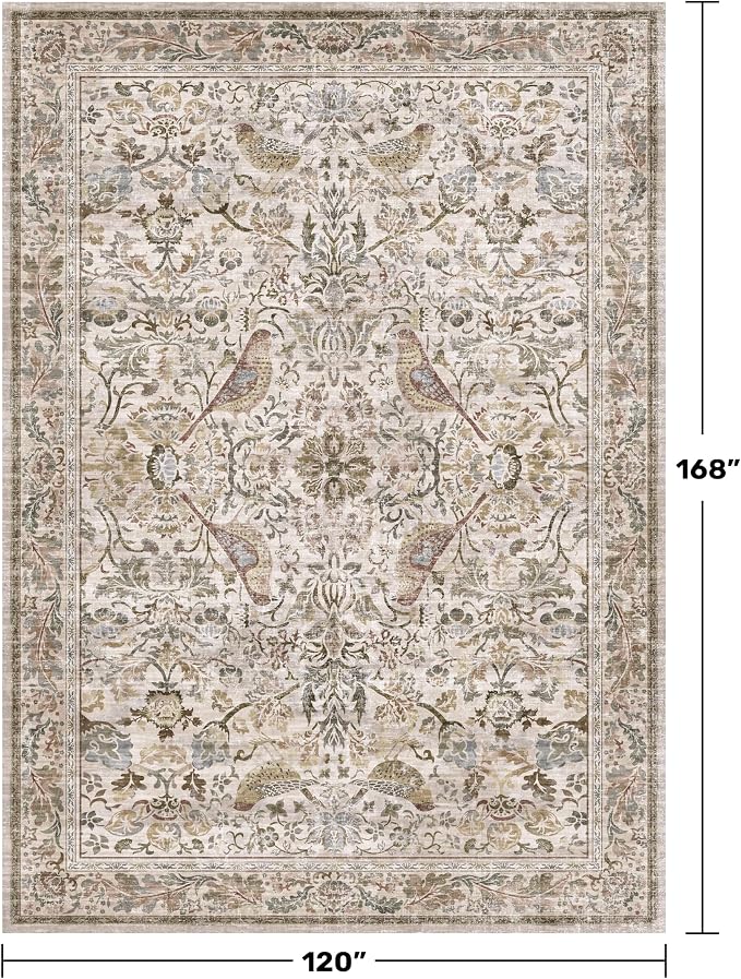 Large Washable Floral 10x14 Area Rug