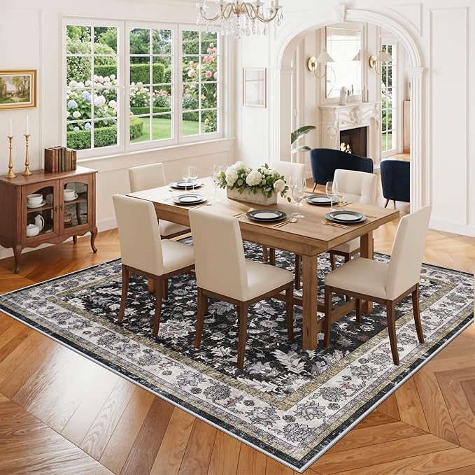 Square Rugs 5x5 Washable for Entryway: Non Slip Indoor Foot Carpet for Living