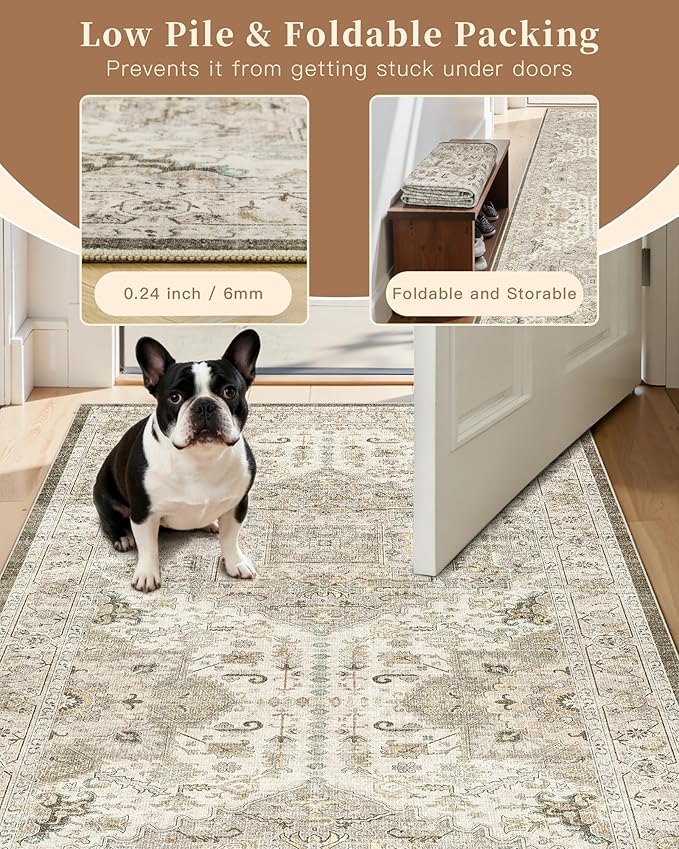 Madane Runner Rug 2'6''x8' Kitchen Runner, Hallway Runner Printed Vintage