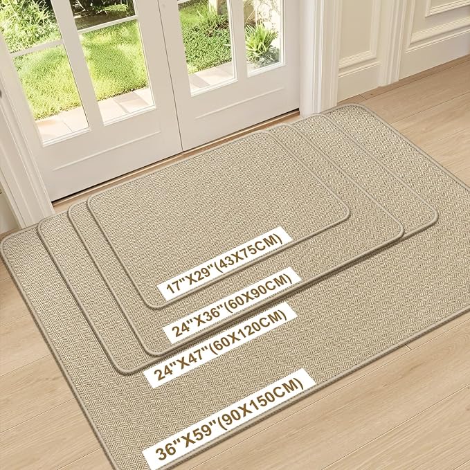 Ultra Thin Door Mat Indoor Entrance 36"x59", Low-Profile Indoor Door Mat