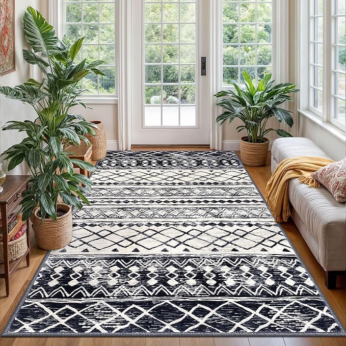 KUTA 4x6 Rug Boho Rugs for Living Room, Moroccan Washable Kitchen Rug Non Slip